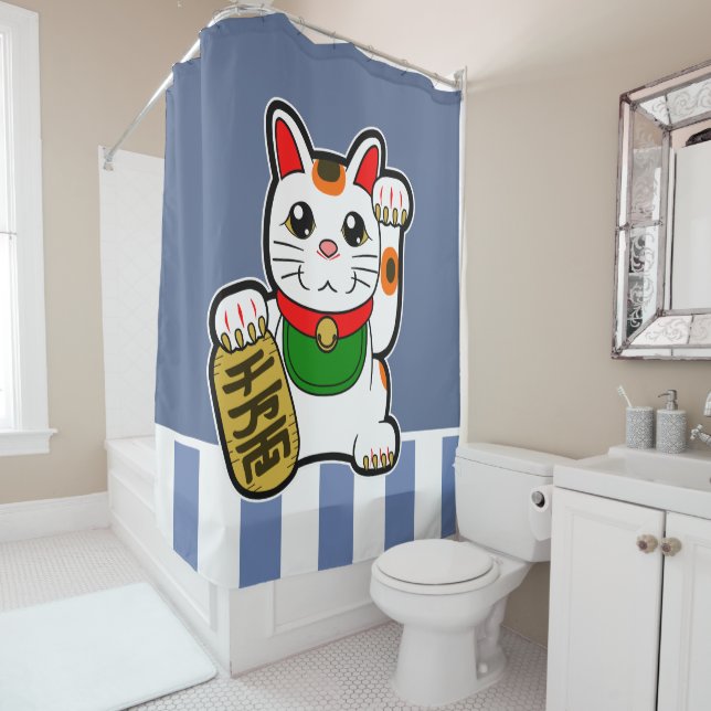 Rideaux De Douche Maneki Neko : Lucky Cat japonais (En situation)