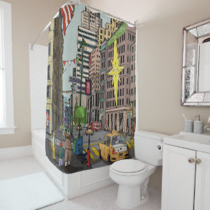 Rideaux De Douche Manhattan Winter New York Illustration de Noël
