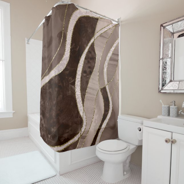 Rideaux De Douche Marble Agate Gold Glam 5 (En situation)