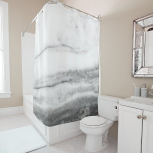 Rideaux De Douche Marbre blanc et gris