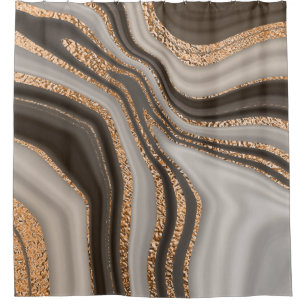 Rideaux De Douche Marbre Brown Gold Design Vintage