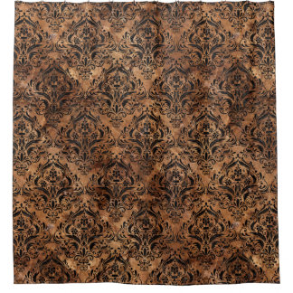 RIDEAUX DE DOUCHE MARBRE DAMASK1 NOIR ET BRUN (R) EN PIERRE