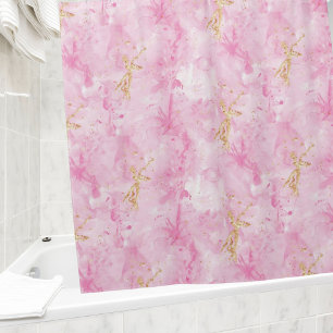 Rideaux De Douche Marbre doré rose