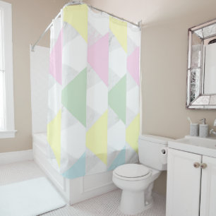 Rideaux De Douche Marbre et triangles colorés