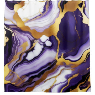 Rideaux De Douche Marbre faux violet jaune or tendance gras