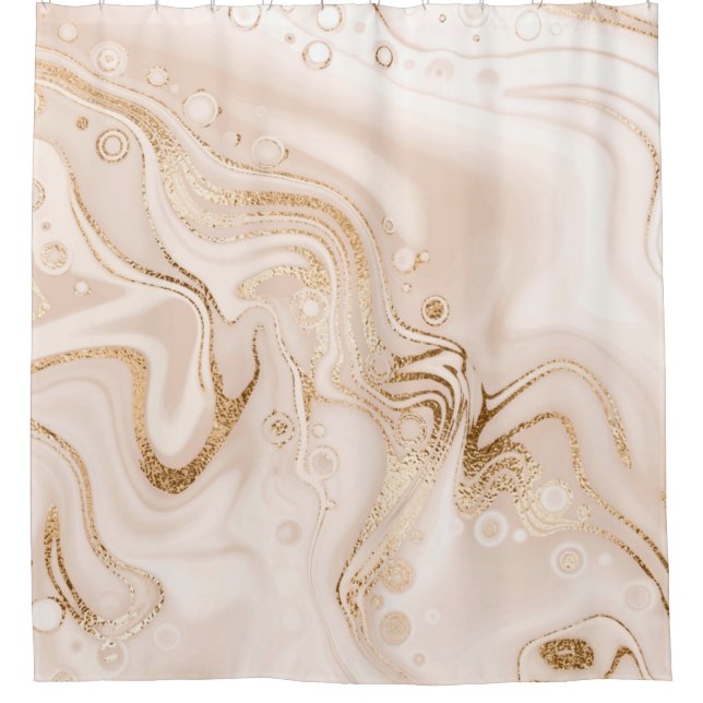 Rideaux De Douche Marbre liquide beige avec éclaboussure de parties  (Devant)