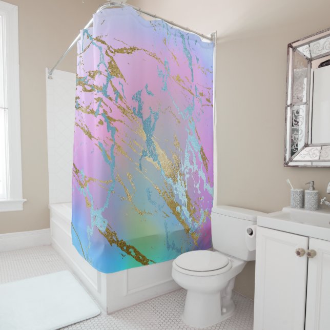 Rideaux De Douche Marbre millénaire | Playbow Pastel Ombre (En situation)