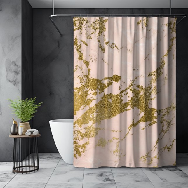 Rideaux De Douche Marbre rose or tendance (Trendy Blush Pink Gold Marble Shower Curtain)