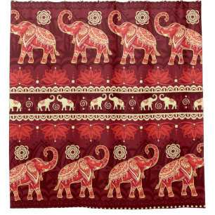 Rideaux De Douche Marche des éléphants : Jouer Motif sans couture.