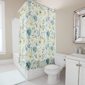 Rideaux De Douche Marguerite de Prairie Douce Aquarelle