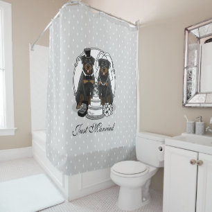 Rideaux De Douche Mariage Rottweilers marié et chien de chambre mign