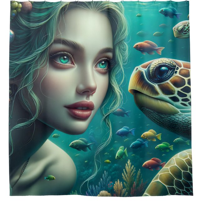 Rideaux De Douche "Marina de sirène : Odyssée de tortue" (Devant)