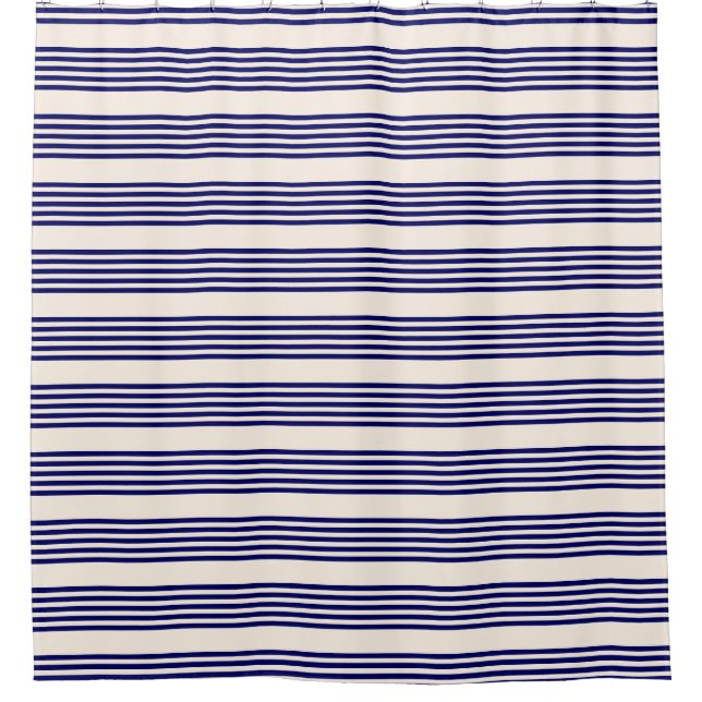 Rideaux De Douche Marine bleu et beige cinq bandes motif (Devant)