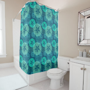 Rideaux De Douche Marine Bleu et Turquoise de la mer Coques de sable