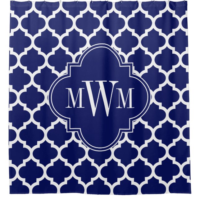 Rideaux De Douche Marine Bleu Marocain #5 Marine Bleu 3I Monogramme (Devant)