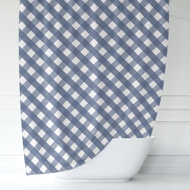 Rideaux De Douche Marine et En vichy blanc (Créateur téléchargé)