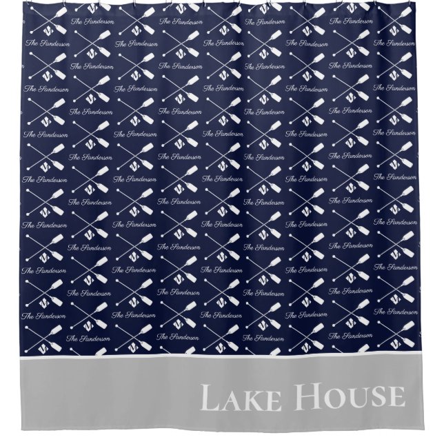 Rideaux De Douche Marine Paddle bleu Monogram Lake House Nautique (Devant)