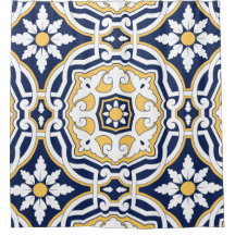 Marocain bleu vif jaune complexe géométrique