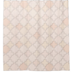 Rideaux De Douche Marocain Grand Quatrefoil Motif Pastel Melon