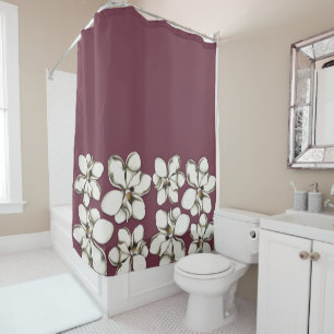 Rideaux De Douche Maroon frontalier des fleurs de Magnolia méridiona