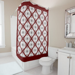 Rideaux De Douche Maroon Rouge Rétro Spiro Motif géométrique Duvet C