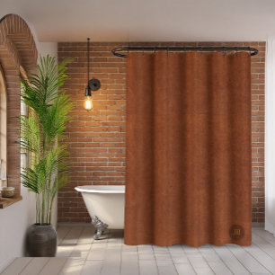 Rideaux De Douche Marron Personnalisé Texte Cuir Vieilli Faux