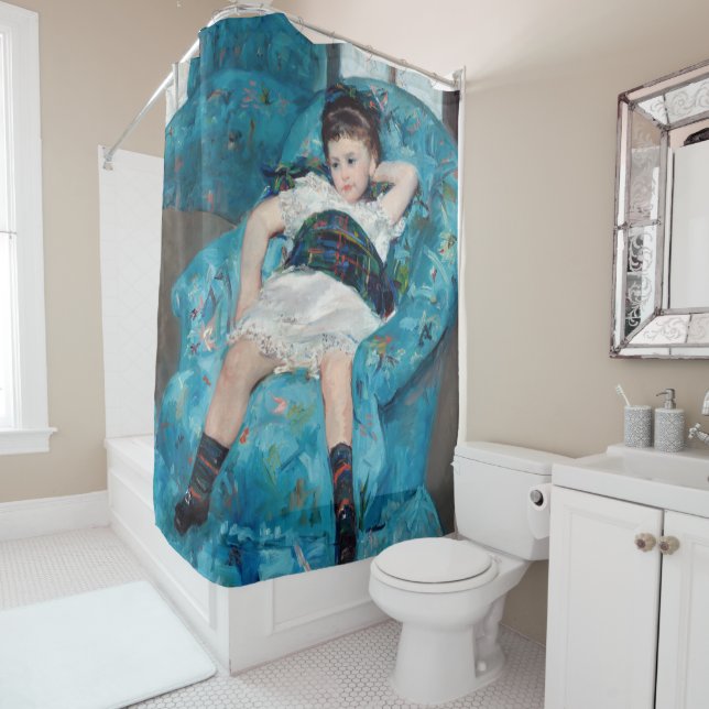 Rideaux De Douche Mary Cassatt - Petite fille dans un fauteuil bleu (En situation)