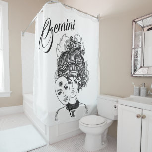 Rideaux De Douche Masque de Gémeaux Zodiaque Dame