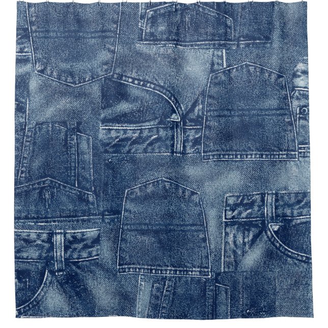 Rideaux De Douche matériau de denim, (Devant)