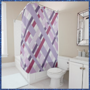 Rideaux De Douche Mauve texturé moderne rayé