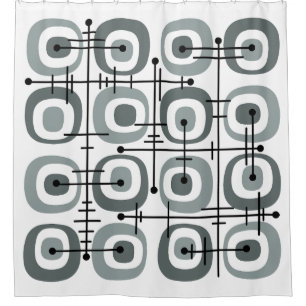 Rideaux De Douche MCM gris Motif Abstrait du milieu du siècle