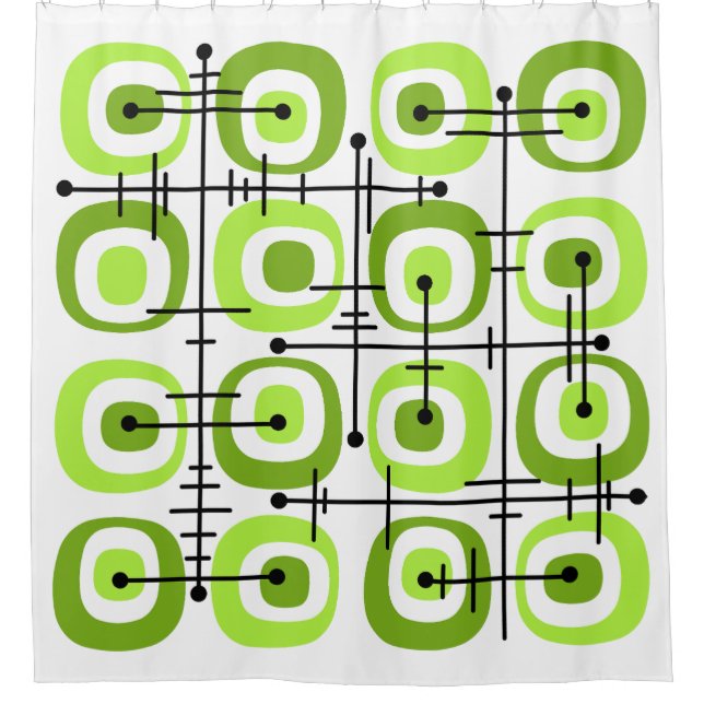 Rideaux De Douche MCM Moyen-siècle Abstrait Motif Chartreuse (Devant)