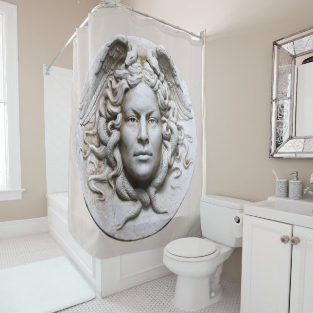 Rideaux De Douche Medusa Grèce renoue avec le marbre beige neutre (En situation)