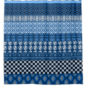 Rideaux De Douche Mélange africain bleu de motif