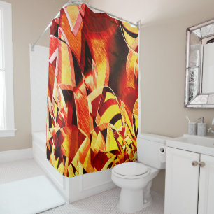 Rideaux De Douche Mélange de jaunissement avec rouge foncé, stries f