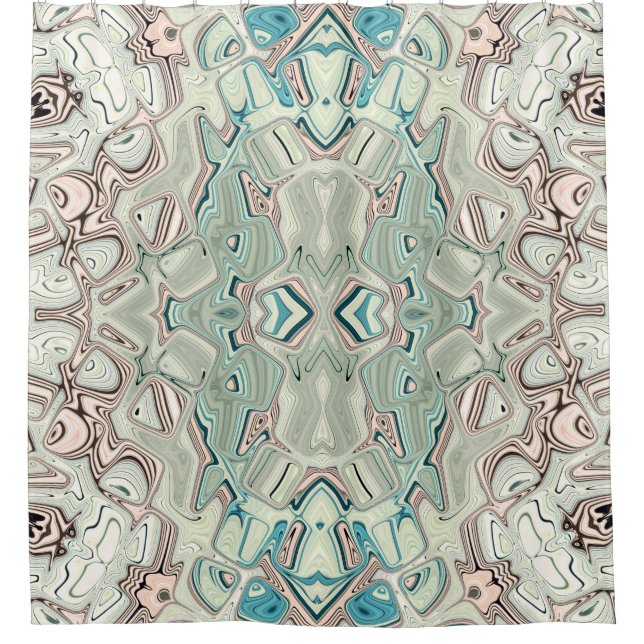 Rideaux De Douche Mélange Turquoise Et Cuivre (Devant)