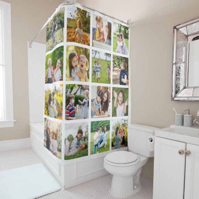 Rideaux De Douche Memories in Motion : personnalisable 16 Photo Coll (En situation)