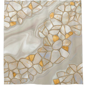 Rideaux De Douche Mère de perle et de cellules d'or Abstrait