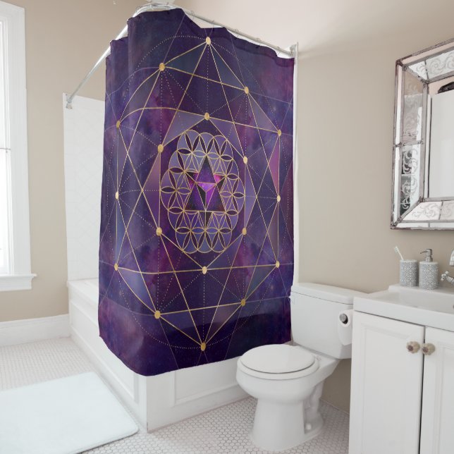 Rideaux De Douche Merkabah en fleur de vie - Géométrie sacrée (En situation)