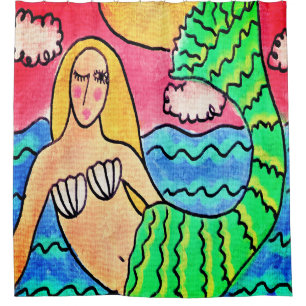 Rideaux De Douche Mermaid dans l'art Abstrait au soleil