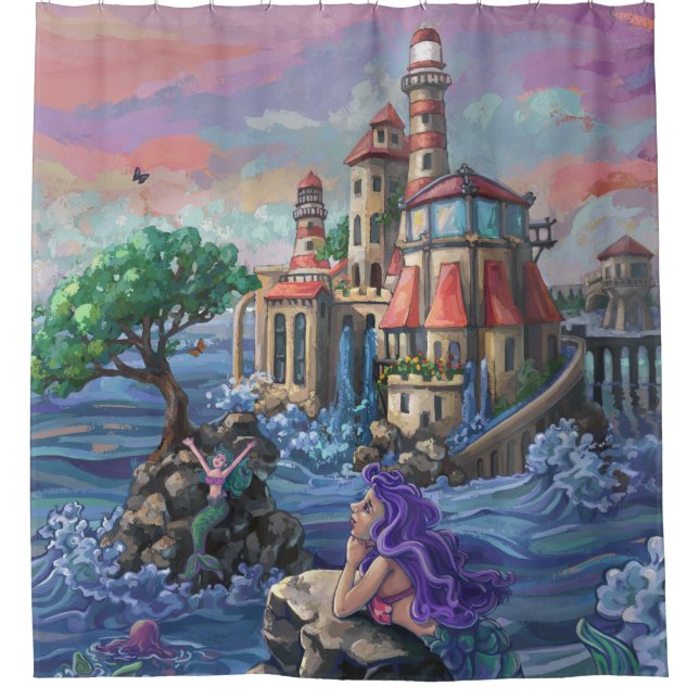 Rideaux De Douche Mermaid Fantacy Castle (Devant)
