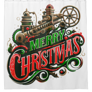 Rideaux De Douche Merry Christmas steampunk