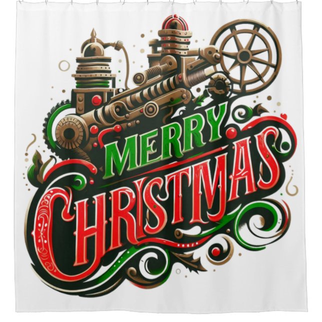 Rideaux De Douche Merry Christmas steampunk (Devant)