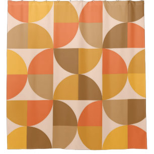 Rideaux De Douche Mi-cercles orange et Brown du milieu du siècle