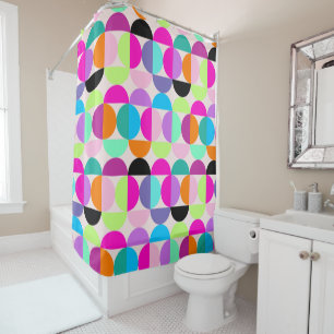Rideaux De Douche Mi-siècle moderne Circle Motif coloré Rétro