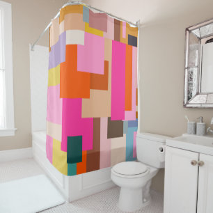 Rideaux De Douche Mi-siècle moderne coloré géométrique Abstrait