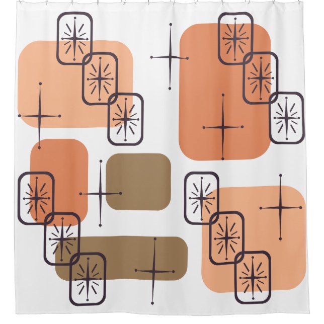 Rideaux De Douche Mi-siècle Moderne Orange Brown (Devant)
