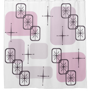 Rideaux De Douche Mi-Siècle moderne rose clair violet