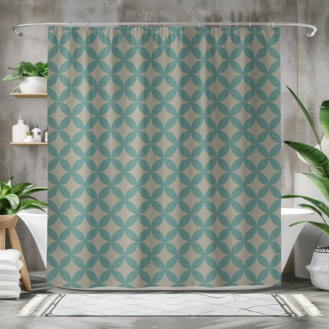 Rideaux De Douche Mi-siècle Moyenne géométrique Rétro Moderne Turquo (Créateur téléchargé)