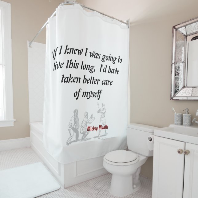 Rideaux De Douche Mickey Mantle Citation Sur Vivre Une Longue Vie (En situation)